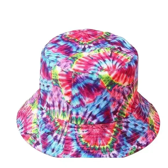 Graffiti Tie Dye Reversible Multicolor Bucket Hat One Size - Picture 2 of 5